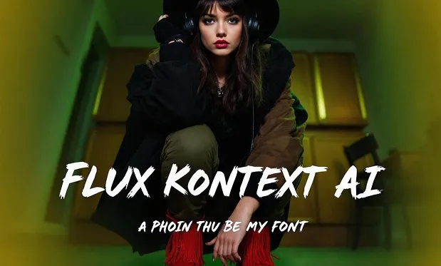 استبدل عبارة 'MUSIC BATTLES' في الصورة بـ 'FLUX KONTEXT AI'