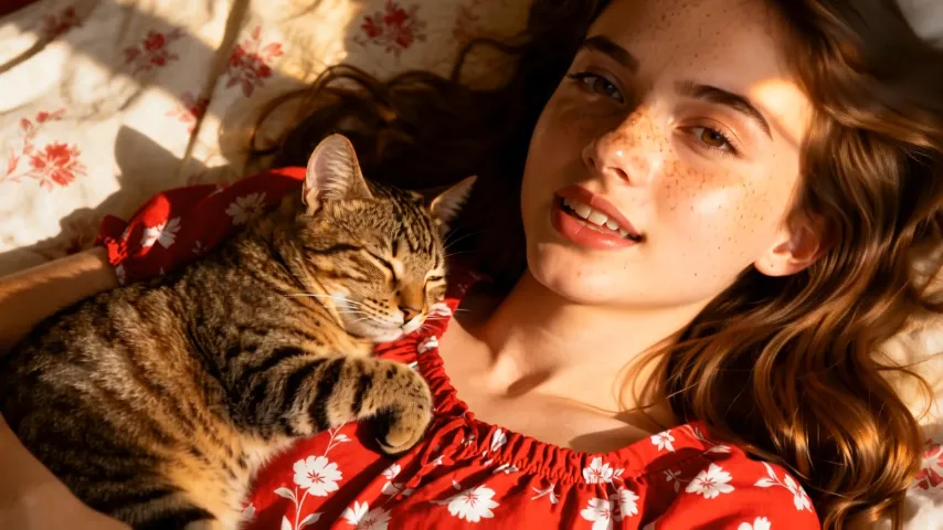 The girl is singing swiftly