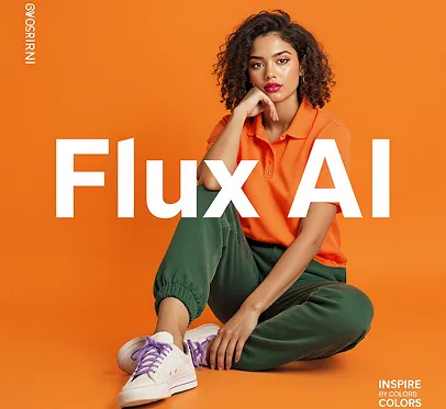 将图片中的“INSPIRE”文字替换为“Flux AI”