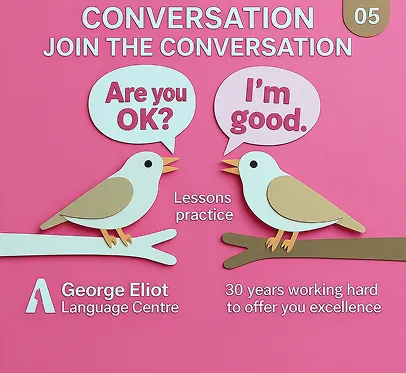 Replace 'BLA BLA' on the left with 'Are you OK?' and 'BLA BLA' on the right with 'I'm good' in this picture.