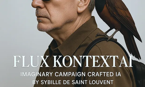 Replace 'BOTTEGA VENETA' in the image with 'FLUX KONTEXT AI'